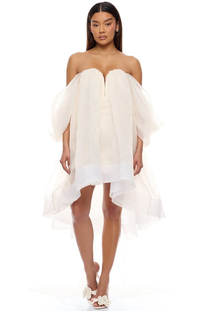 In The Clouds Taffeta Mini Dress - Cream