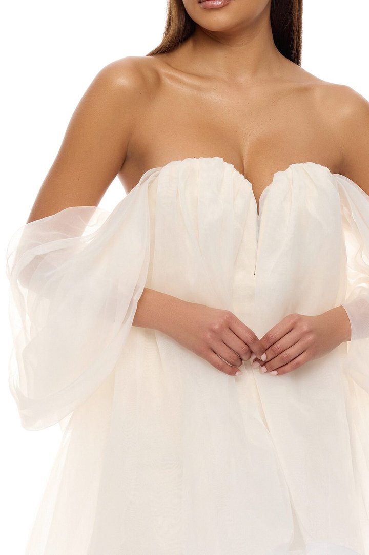 In The Clouds Taffeta Mini Dress - Cream