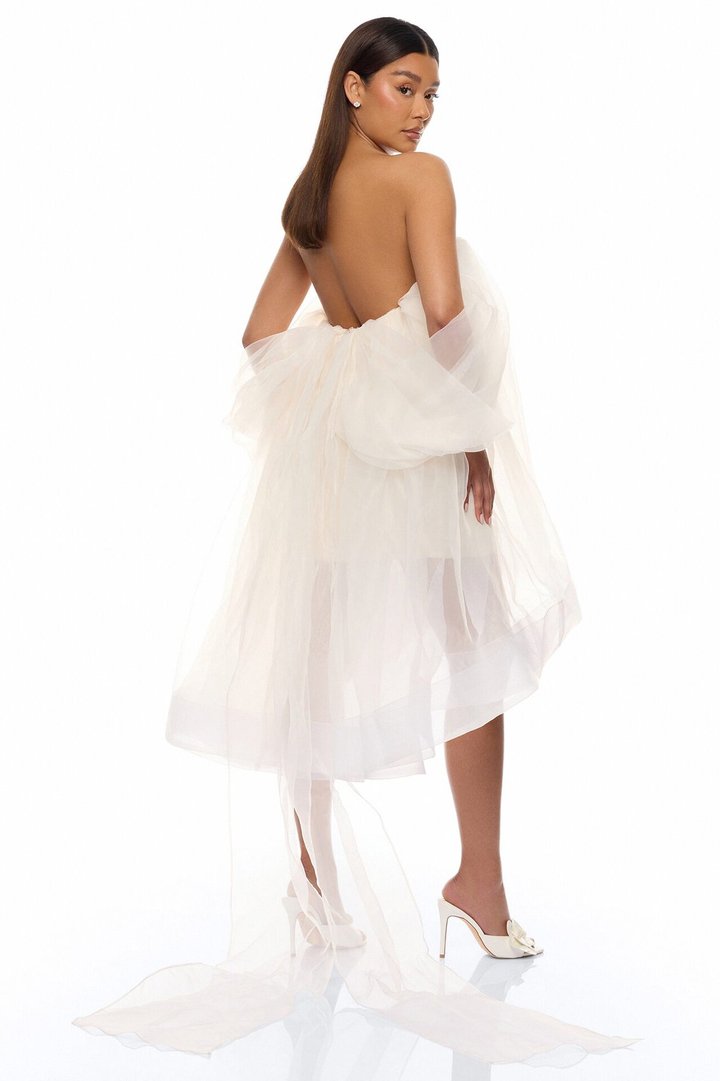 In The Clouds Taffeta Mini Dress - Cream