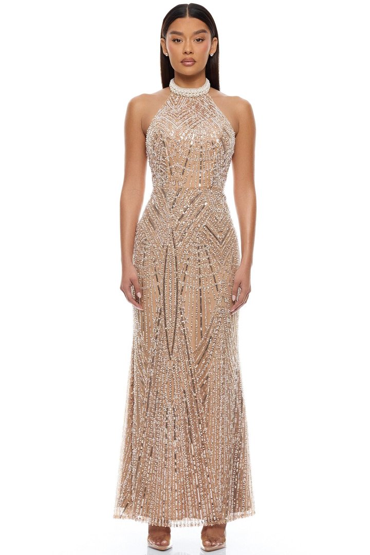 Take Back The Night Embellished Gown - Nude