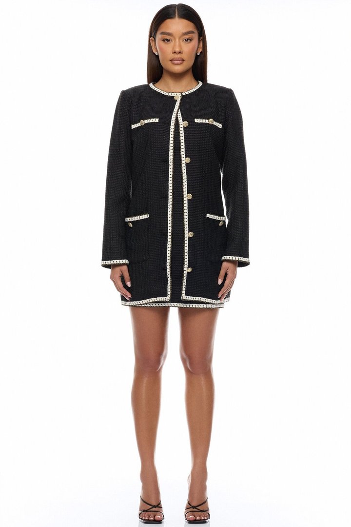 Juliette Tweed 2 Piece Mini Dress Set - Black