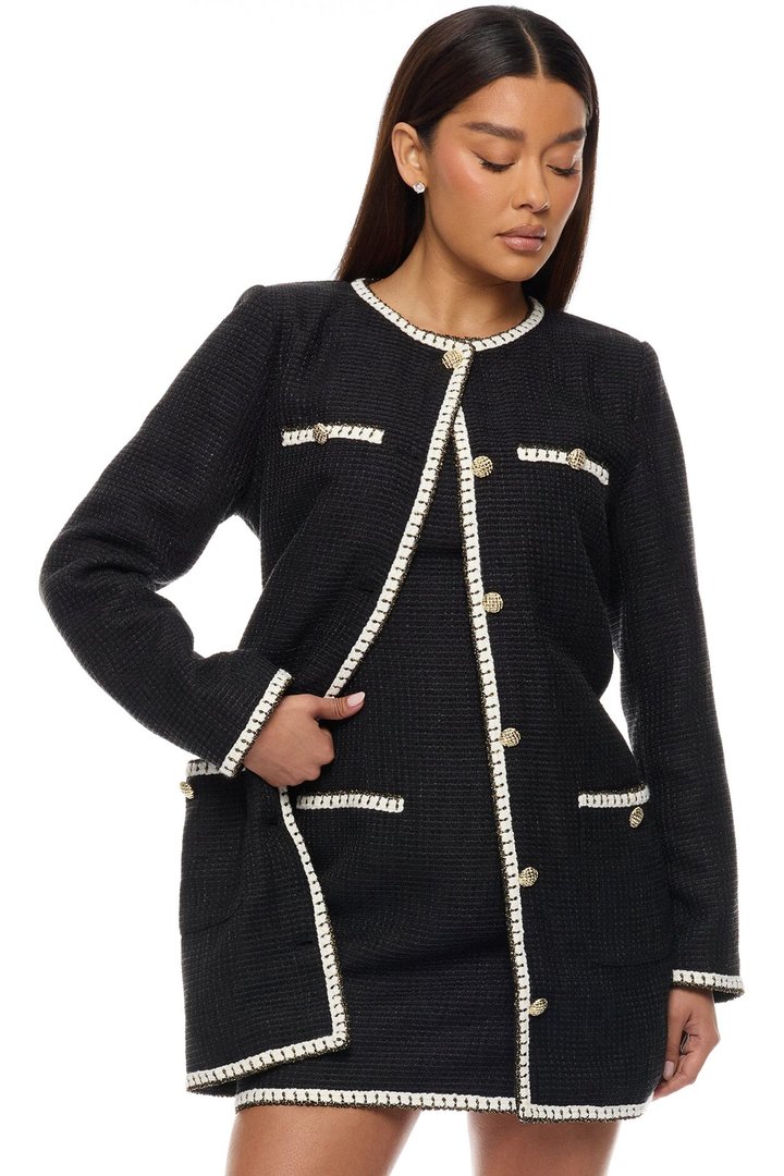 Juliette Tweed 2 Piece Mini Dress Set - Black