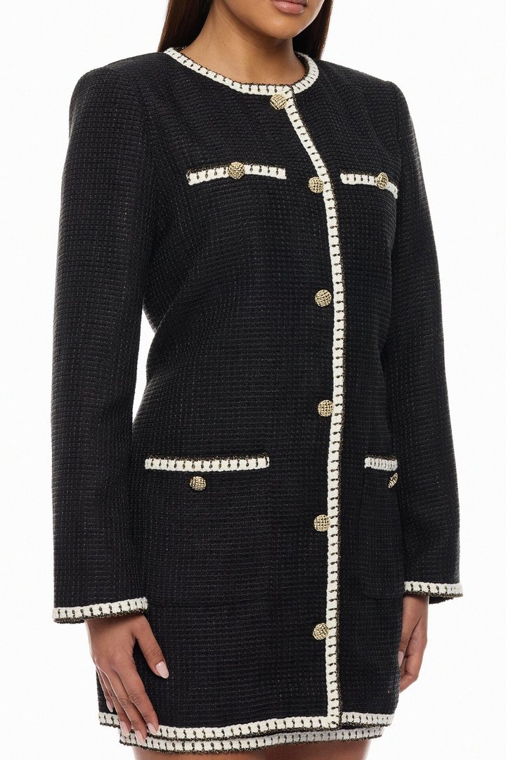 Juliette Tweed 2 Piece Mini Dress Set - Black