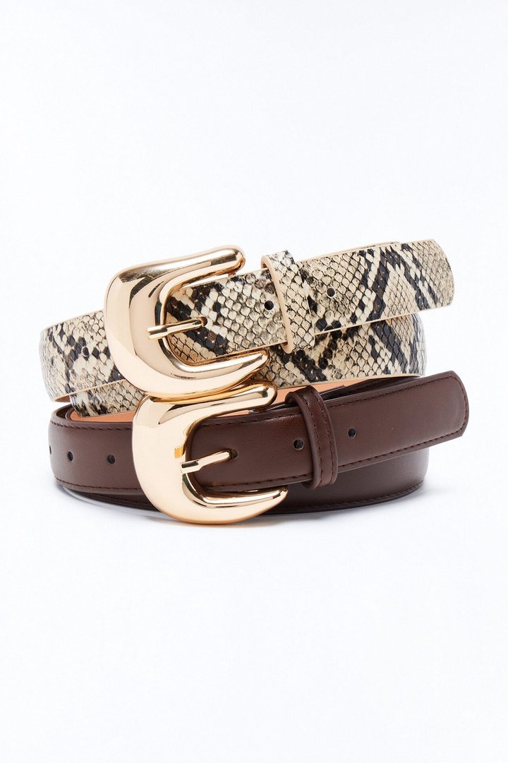 Lost At The Hips 2 Piece Belt Set - Brown/combo