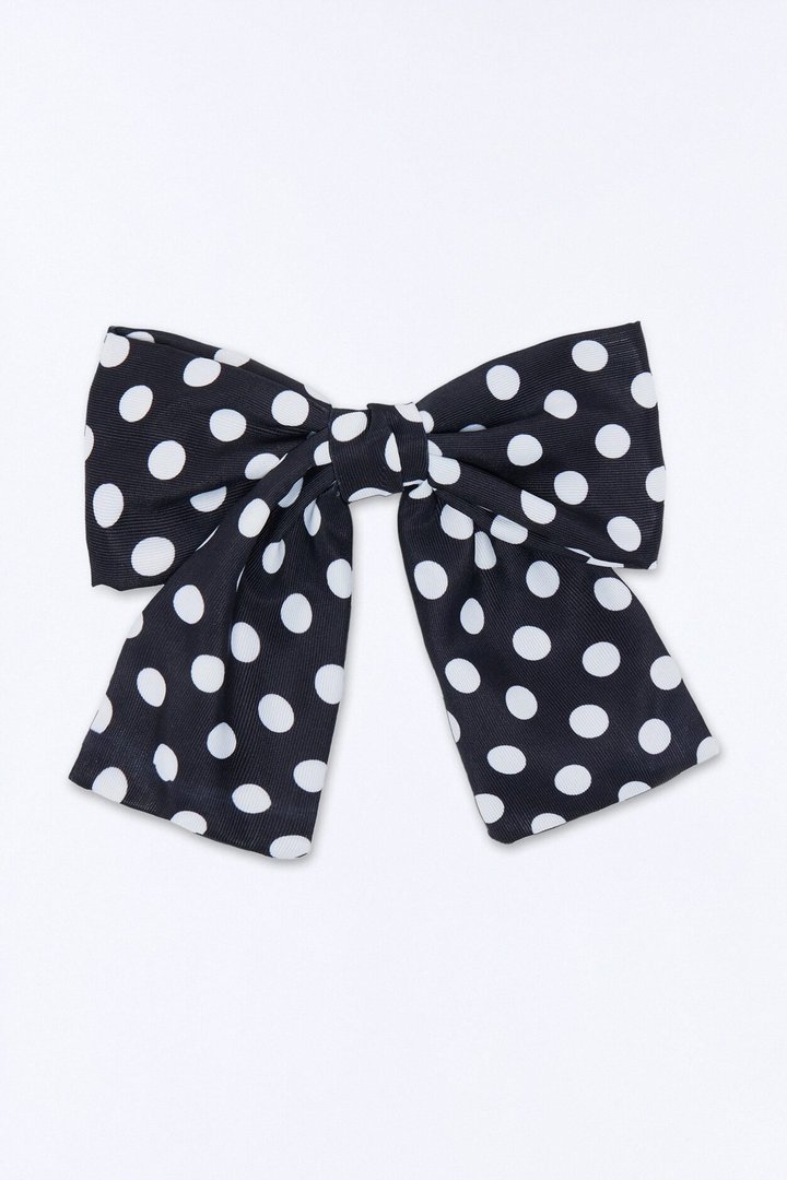 On The Dot Bow Hair Clip - Black/White