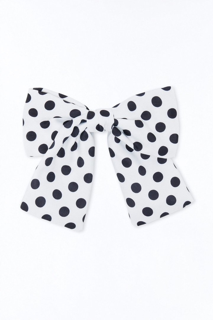 On The Dot Bow Hair Clip - White/combo