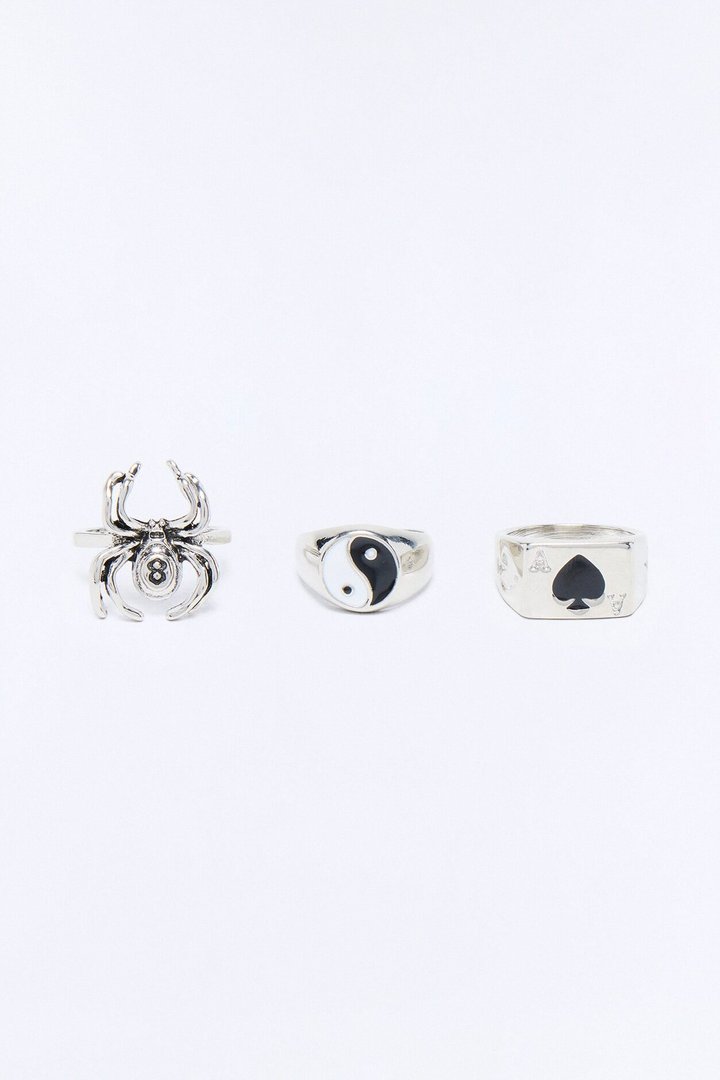 Arcane Shadows Multi Size Ring Set - Silver