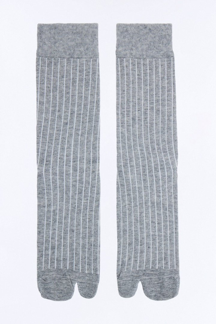 Split Toe Tabi Crew Socks - Grey