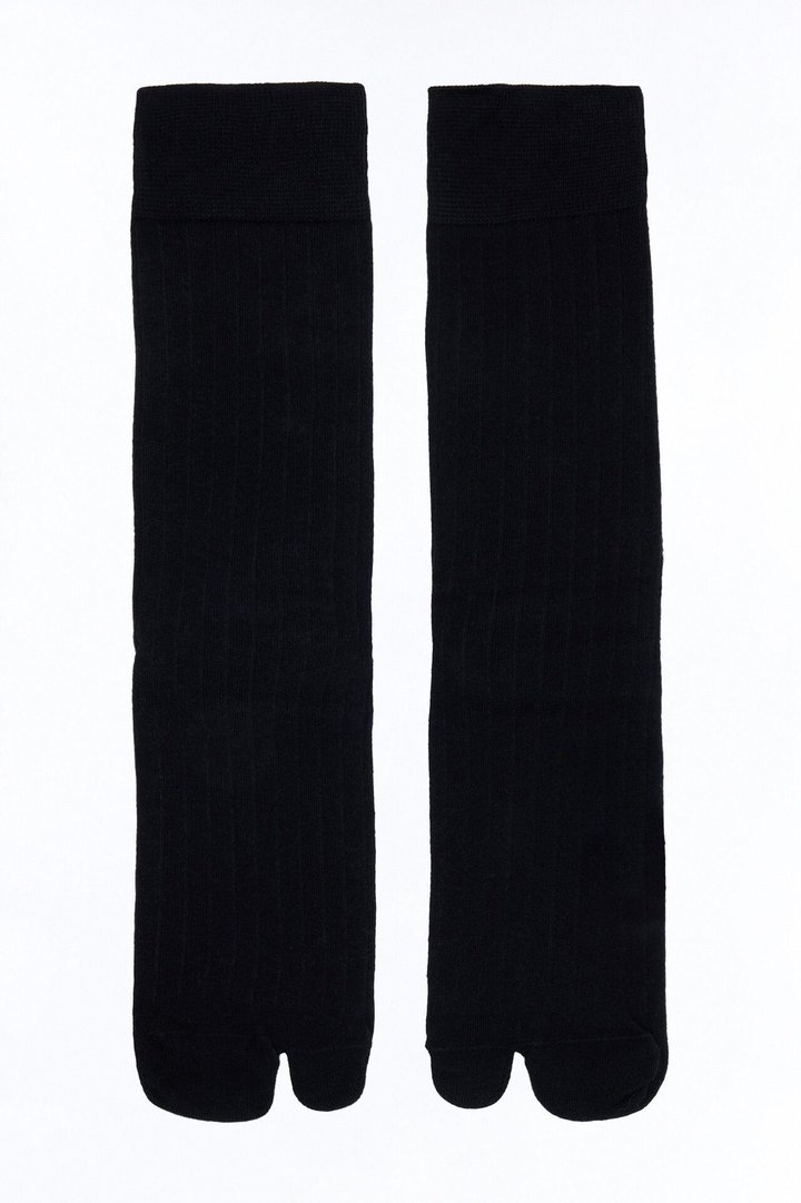 Split Toe Tabi Crew Socks - Black