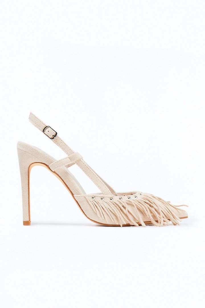 Dariella Fringe Slingback Pumps - Ivory