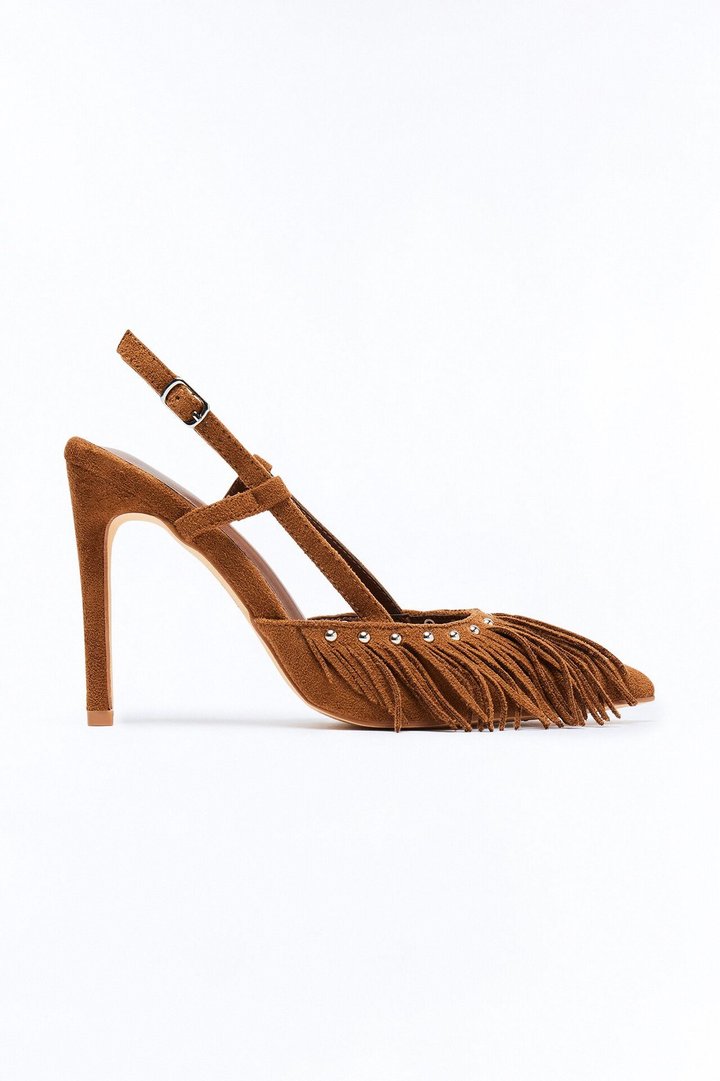 Dariella Fringe Slingback Pumps - Brown