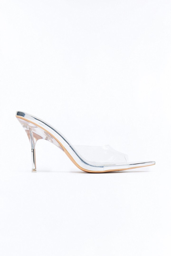 Jammi Clear Strap Stiletto Heels - Silver