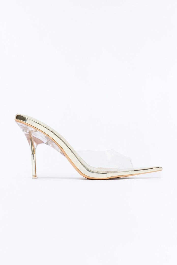 Jammi Clear Strap Stiletto Heels - Gold