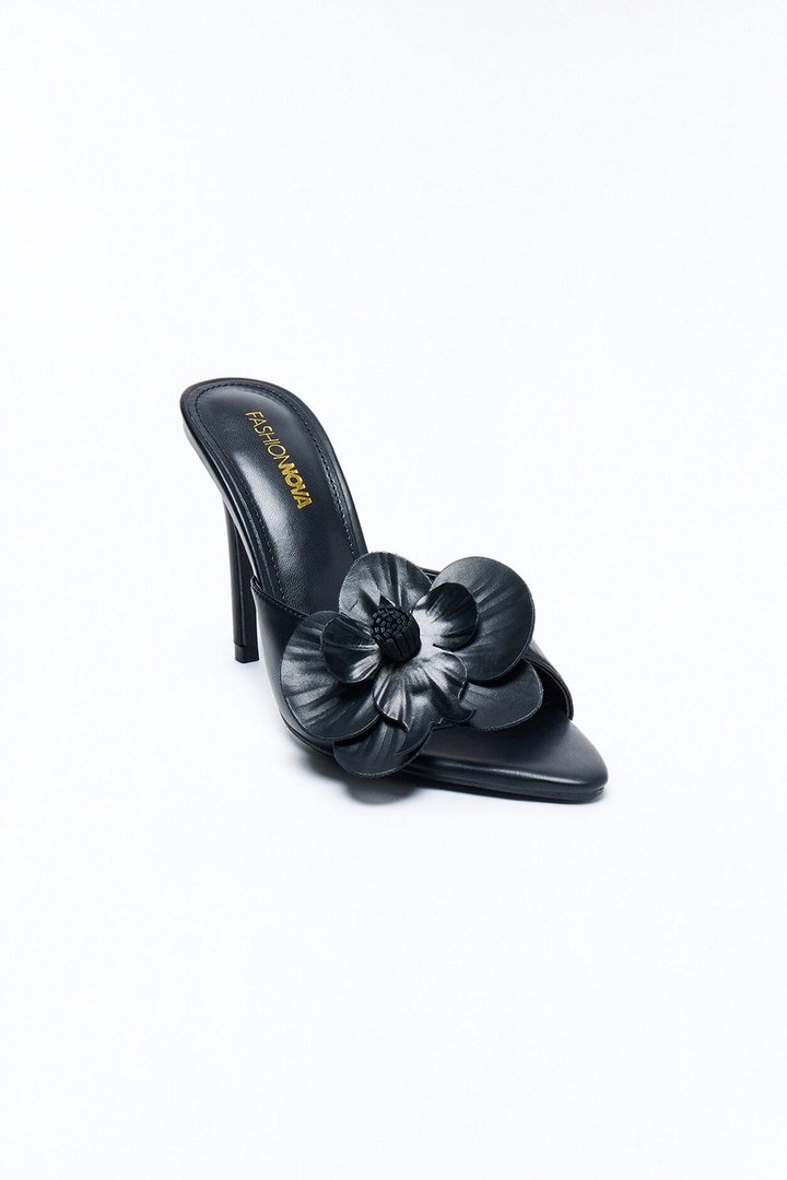 Bloomy Flower Stiletto Heels - Black
