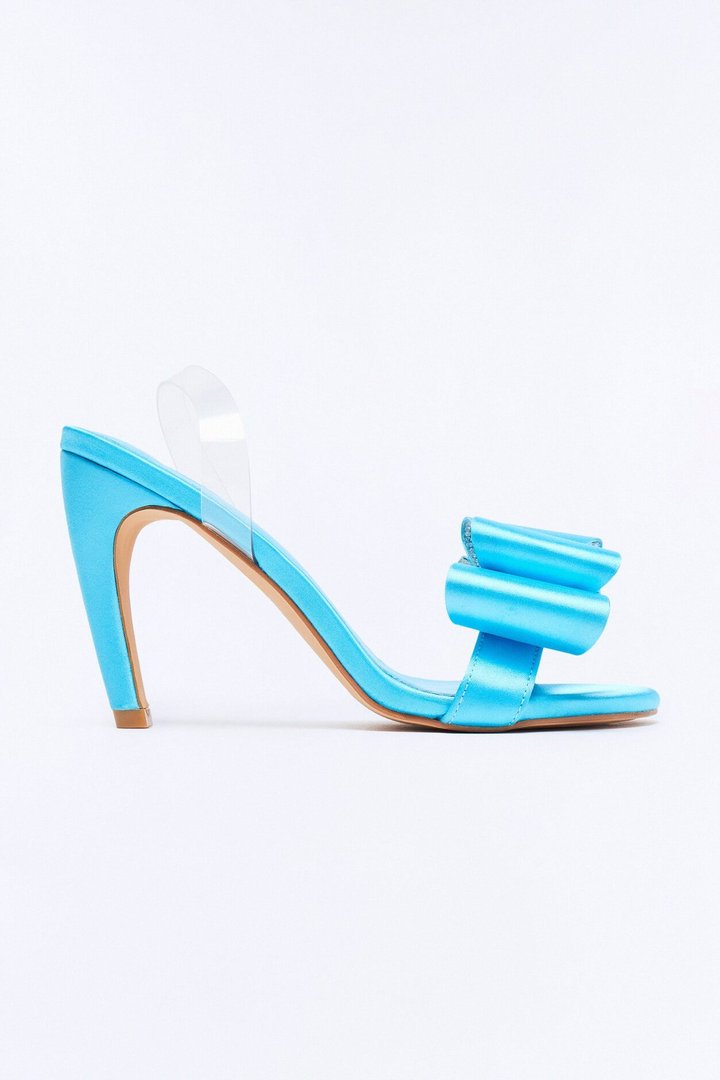 Jilanna Satin Bow Heels - Turquoise
