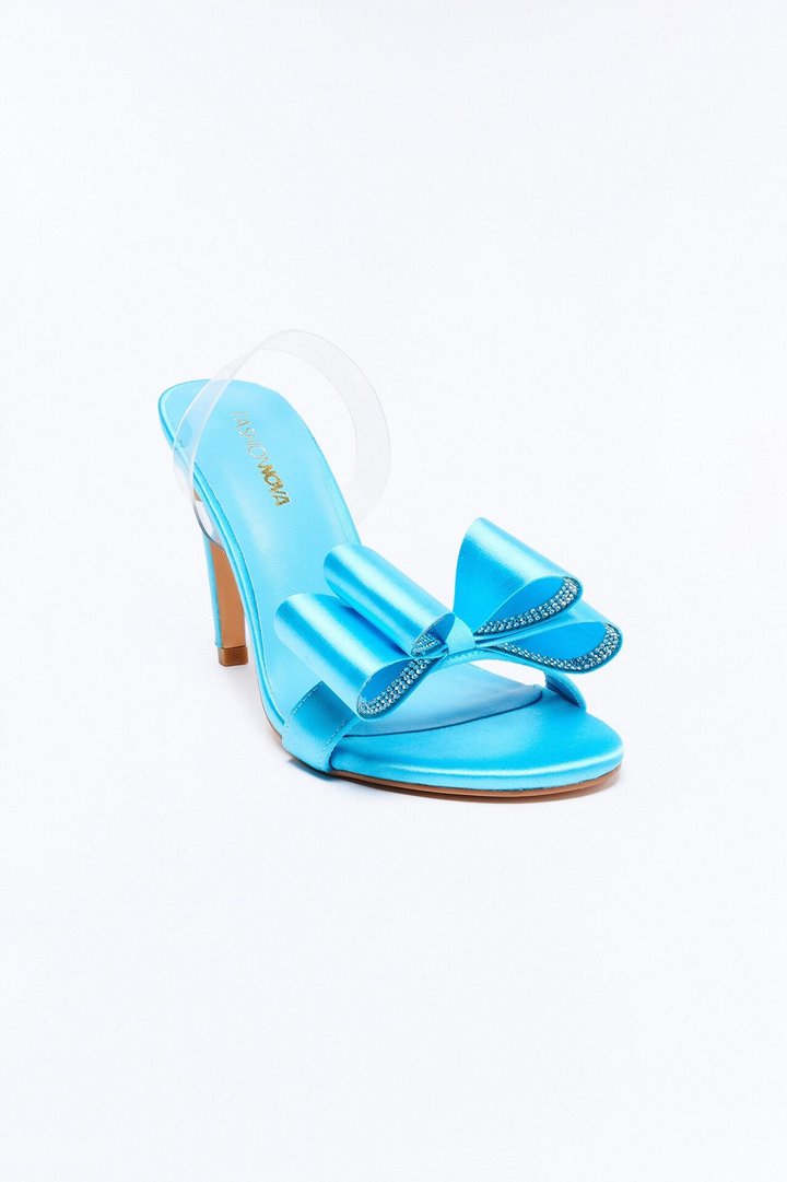 Jilanna Satin Bow Heels - Turquoise