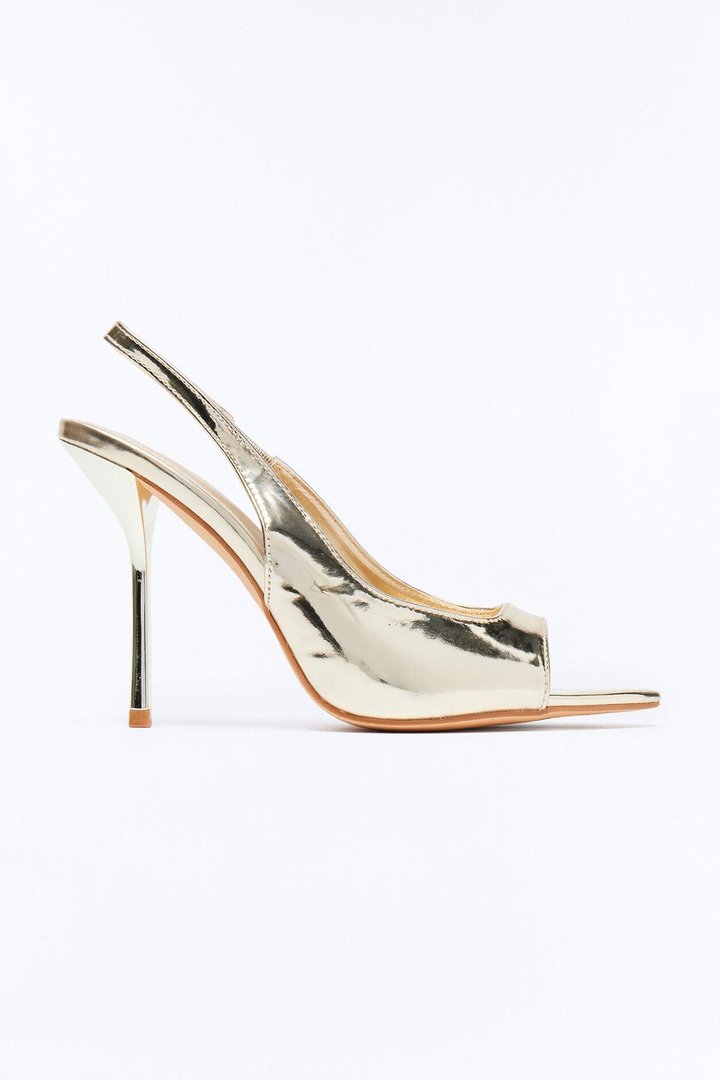 Kailee Slingback Peeptoe Heels - Gold