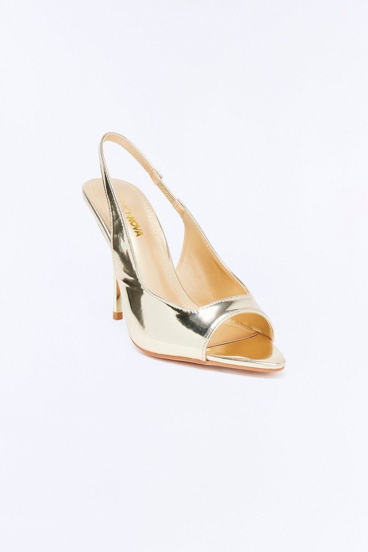 Kailee Slingback Peeptoe Heels - Gold