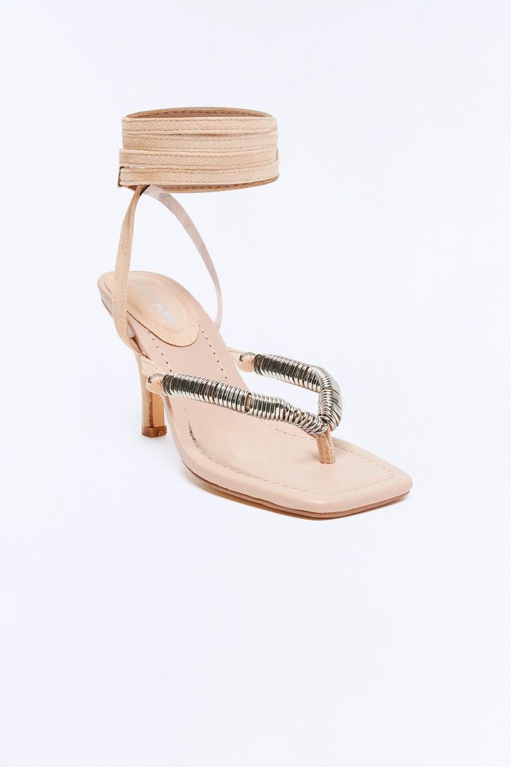 Flexa Thong Wrap Up Heels - Nude