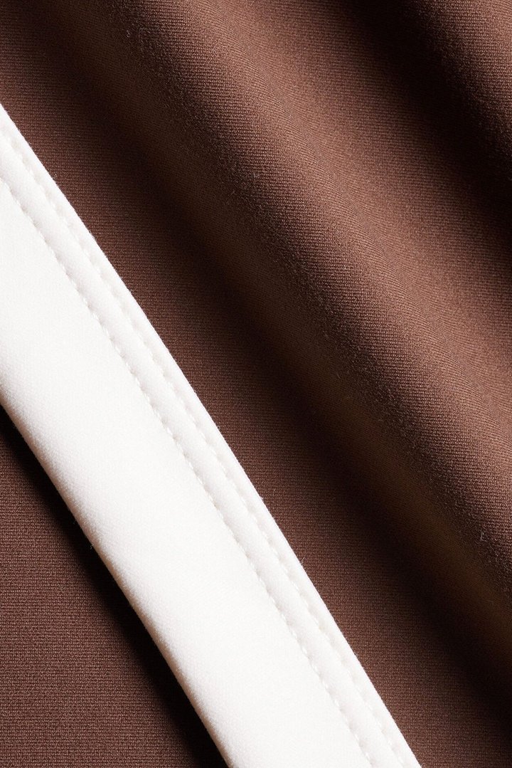 CloudForm™ High Neck Contrast Sports Top - Brown Combo