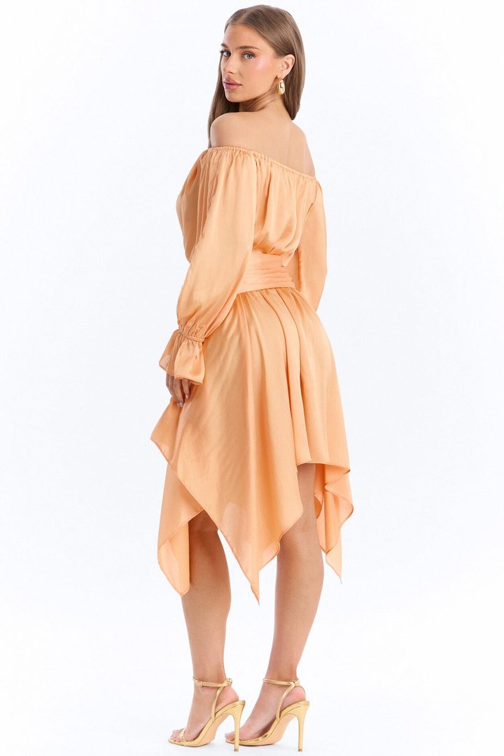 Amy Asymmetrical Metallic Mini Dress - Orange