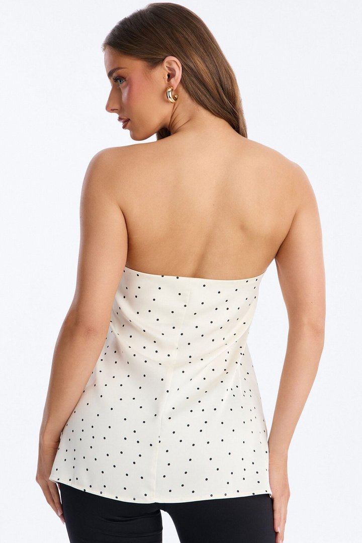 Spring Breeze Polka Dot Satin Tube Top - Cream/combo