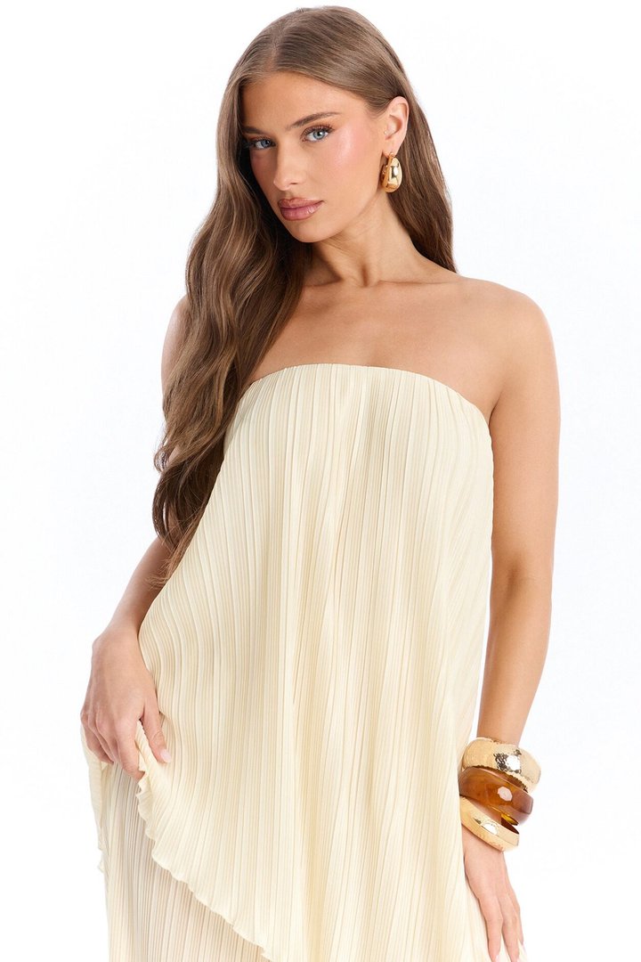 Rian Plisse Draped Jumpsuit - Cream