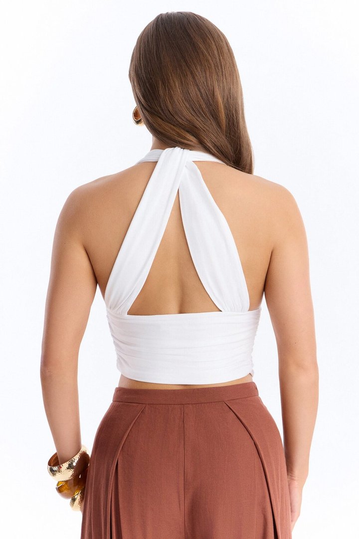Side Attraction One Shoulder Ruched Top - White