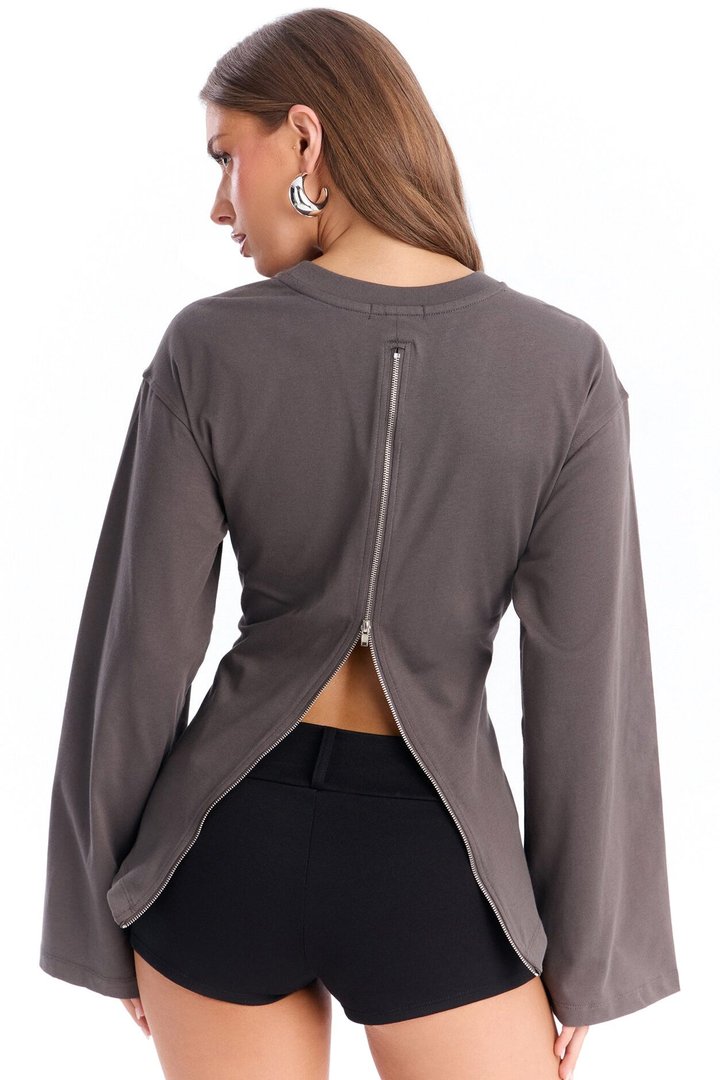 Jayden Fitted Shirt Long Sleeve T-Shirt - Charcoal