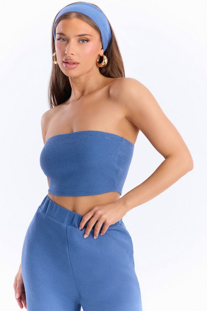 Juliette Textured 3 Piece Pant Set - Blue