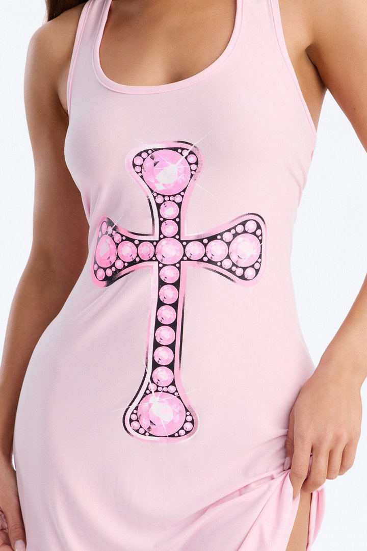 Heaven Sent Cross PJ Sleep Dress - Pink