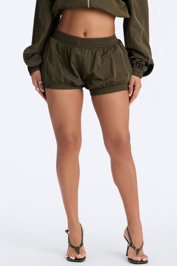 Make A Move Windbreaker Bloomer Shorts - Olive