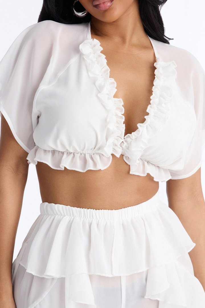 Angelica Ruffled Pant Set - White