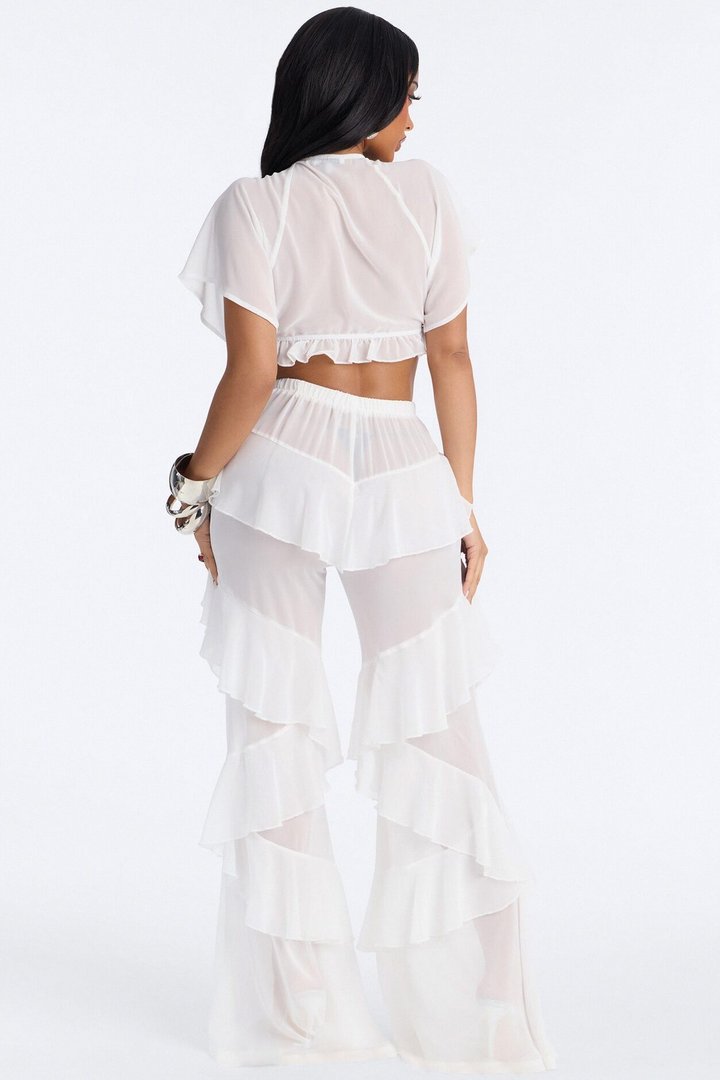 Angelica Ruffled Pant Set - White