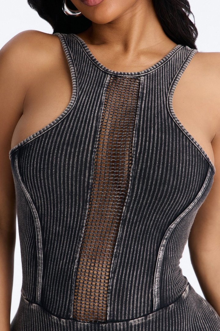 Chelsea Ribbed Sleeveless Romper - Black