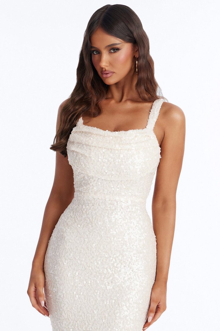 Glam Fantasy Sequin Gown - Cream