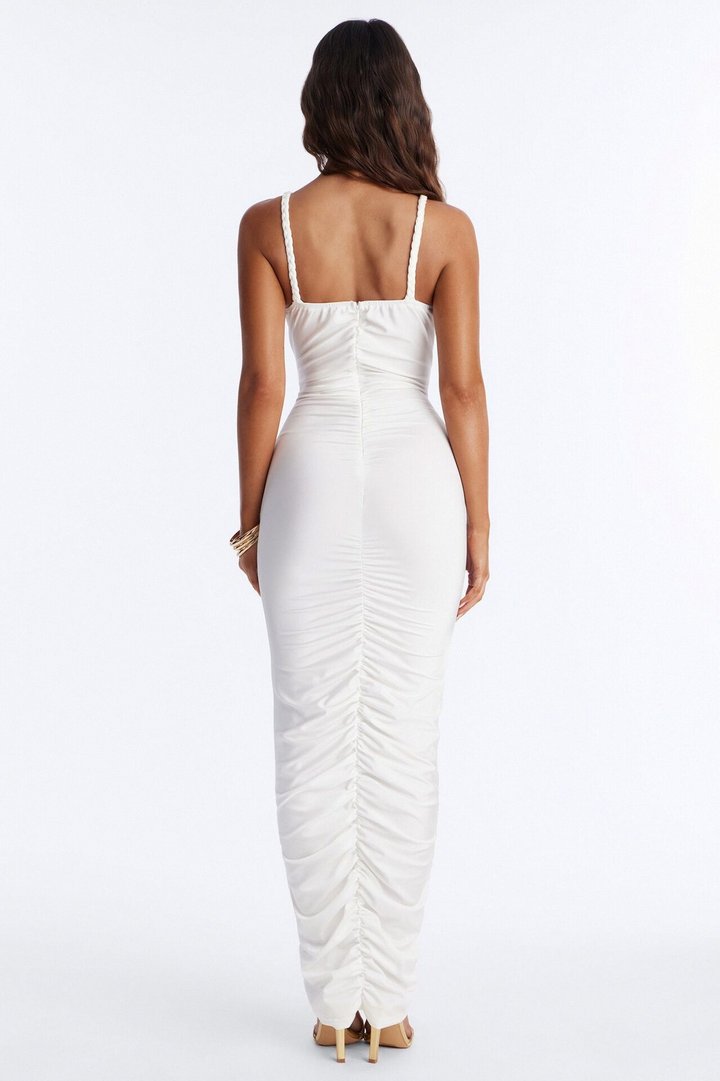 Giselle Ruched Maxi Dress - White