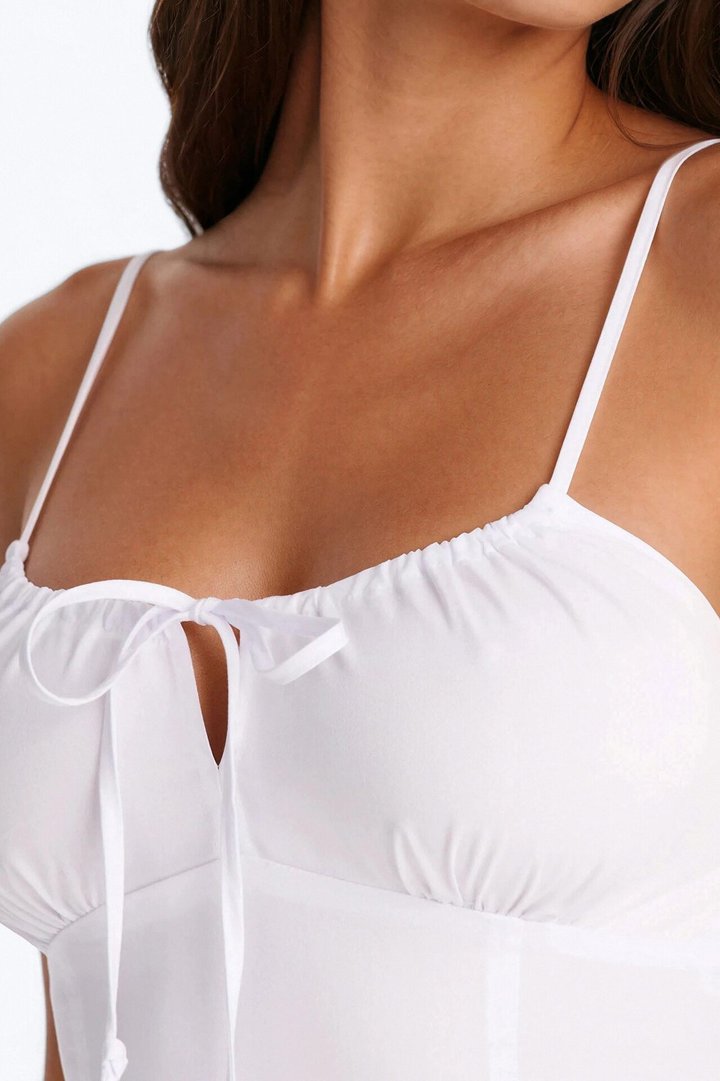 Anni Smocked Poplin Cami Top - White