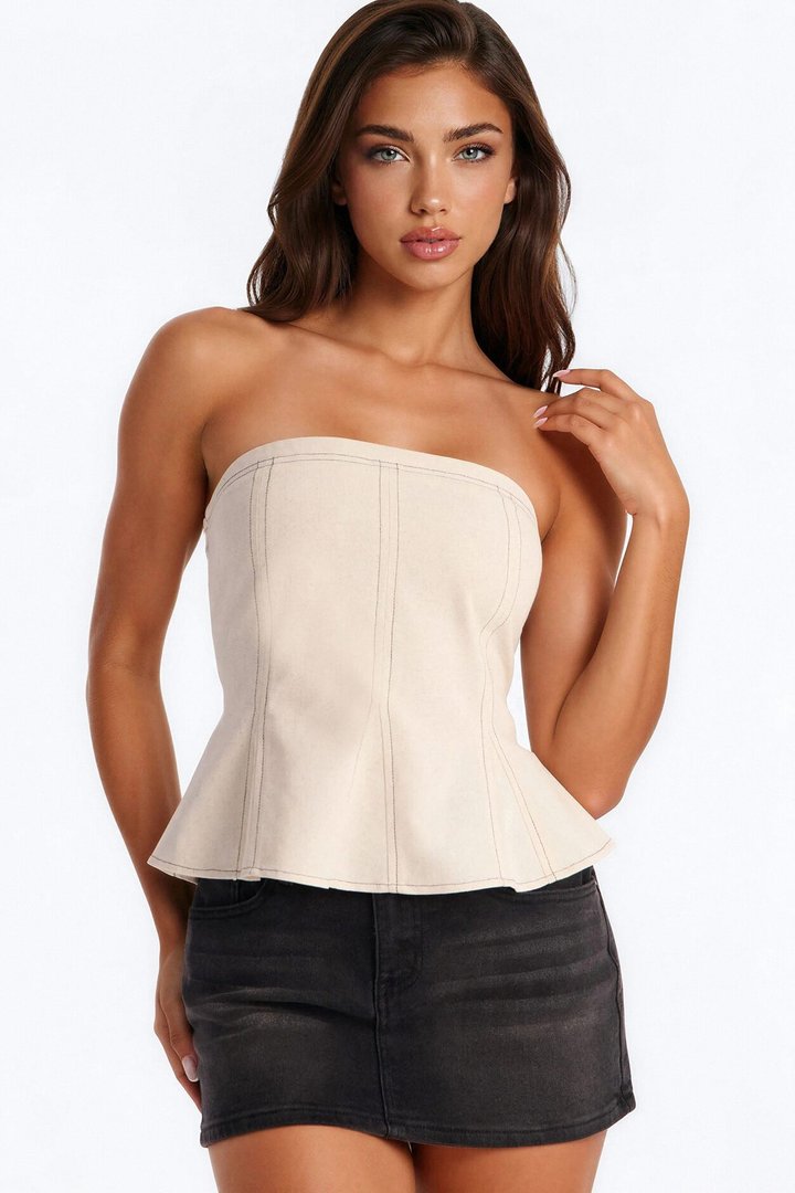 Treat Me Better Peplum Linen Top - Oatmeal