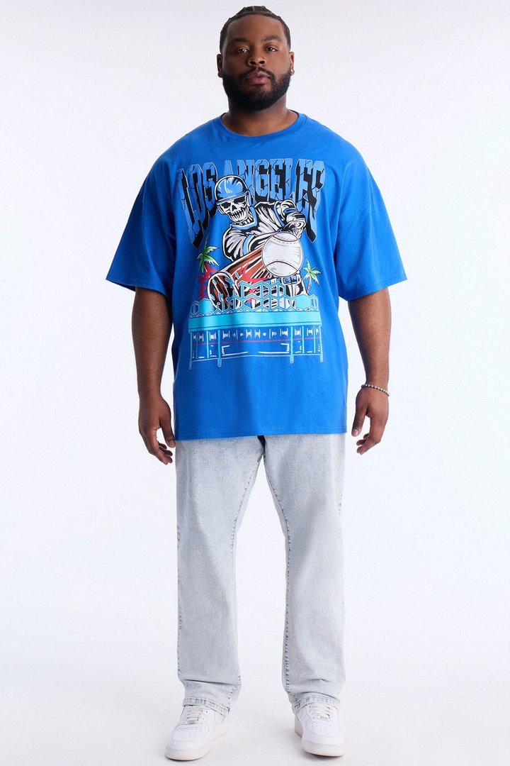 Los Angeles Skeletons Oversized Short Sleeve Tee - Royal