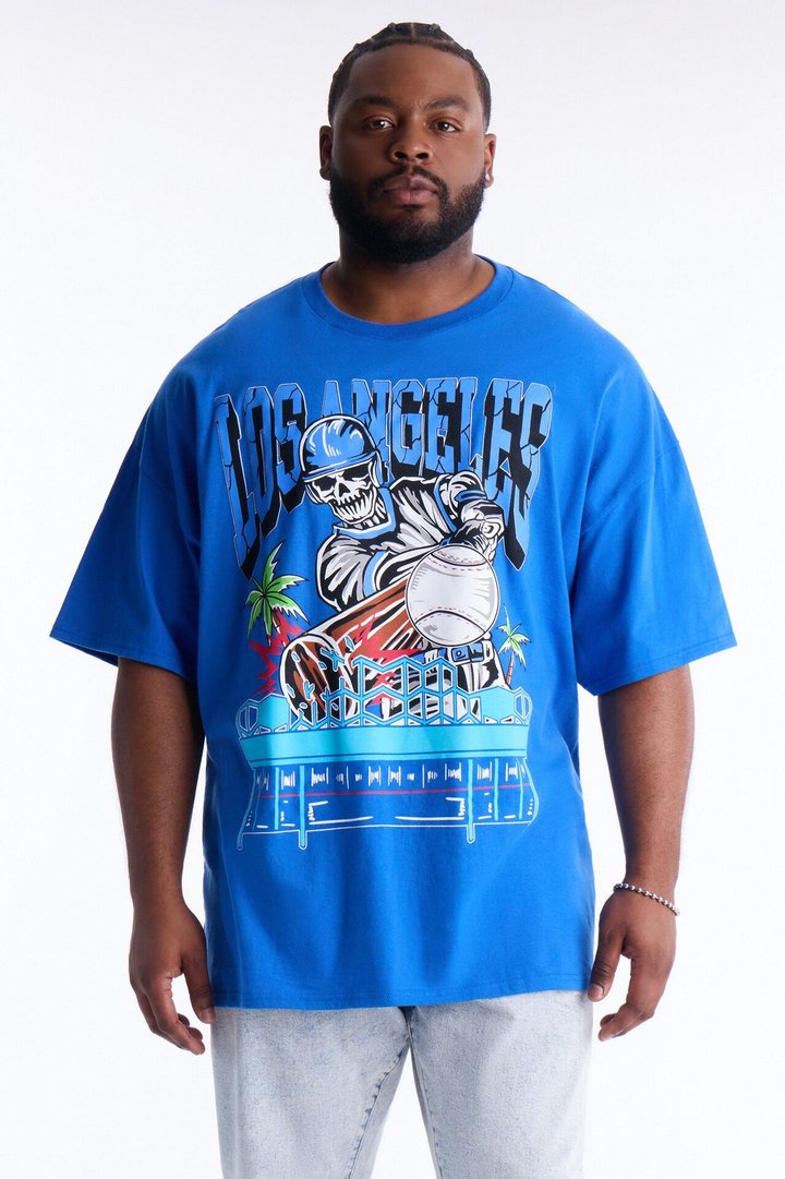 Los Angeles Skeletons Oversized Short Sleeve Tee - Royal