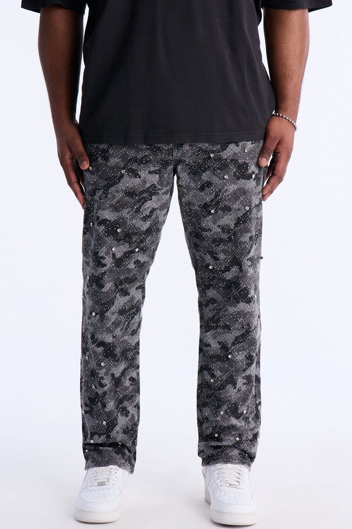 Slim Embellished Hex Pant - Black