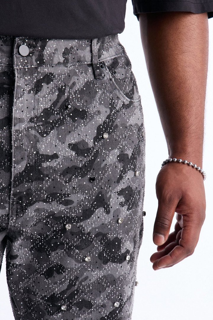 Slim Embellished Hex Pant - Black