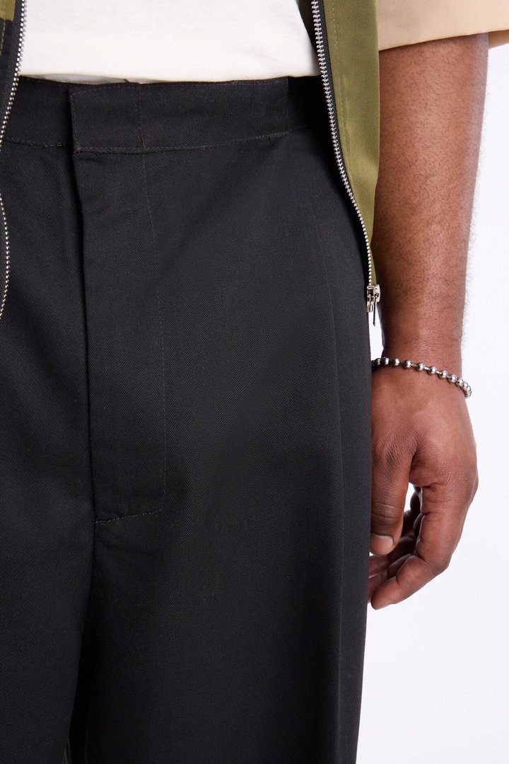 Wide Leg Max Pleat Cuffed Trouser - Black