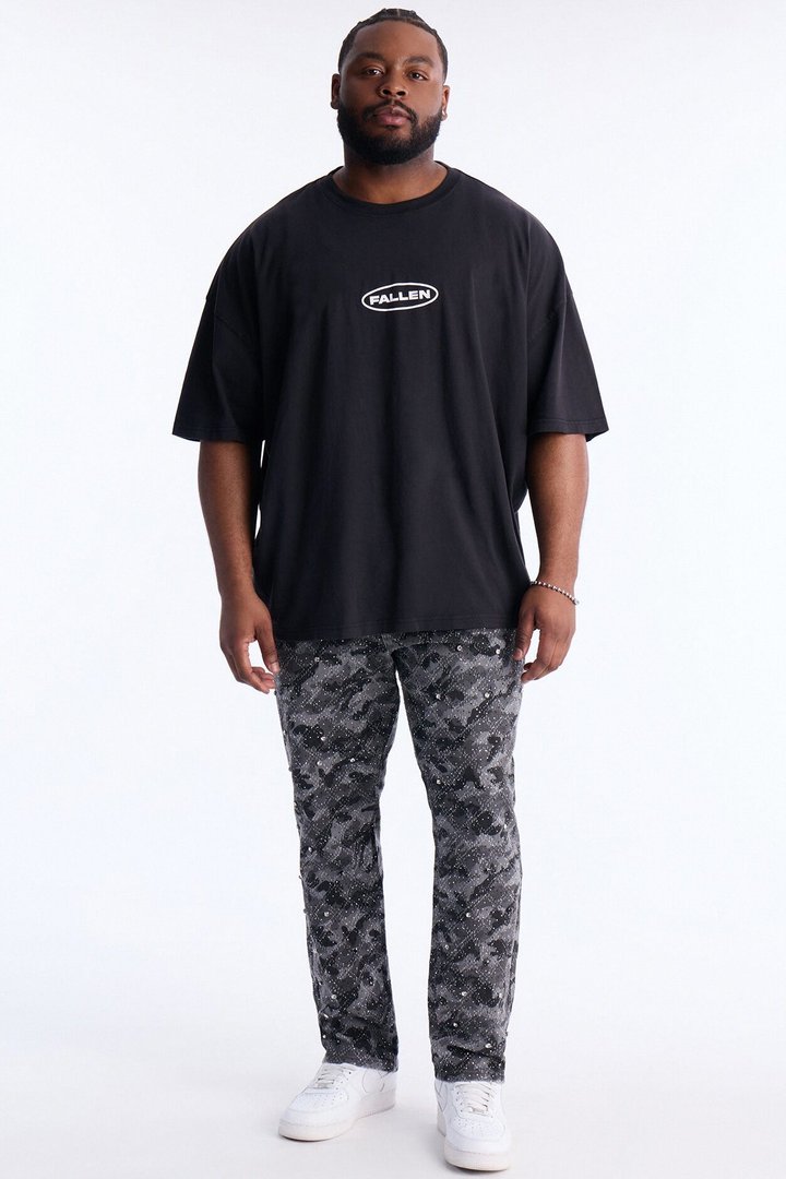 Slim Embellished Hex Pant - Black