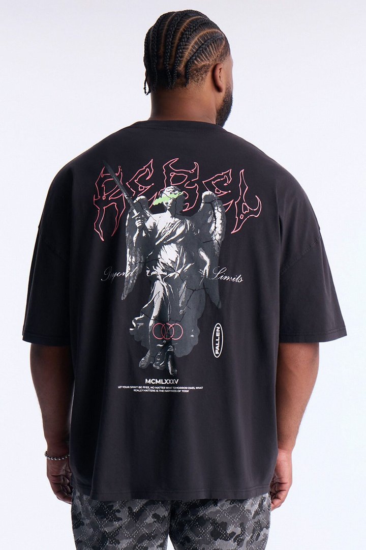Fallen But Not Lost Oversized Short Sleeve Tee - Black Wash