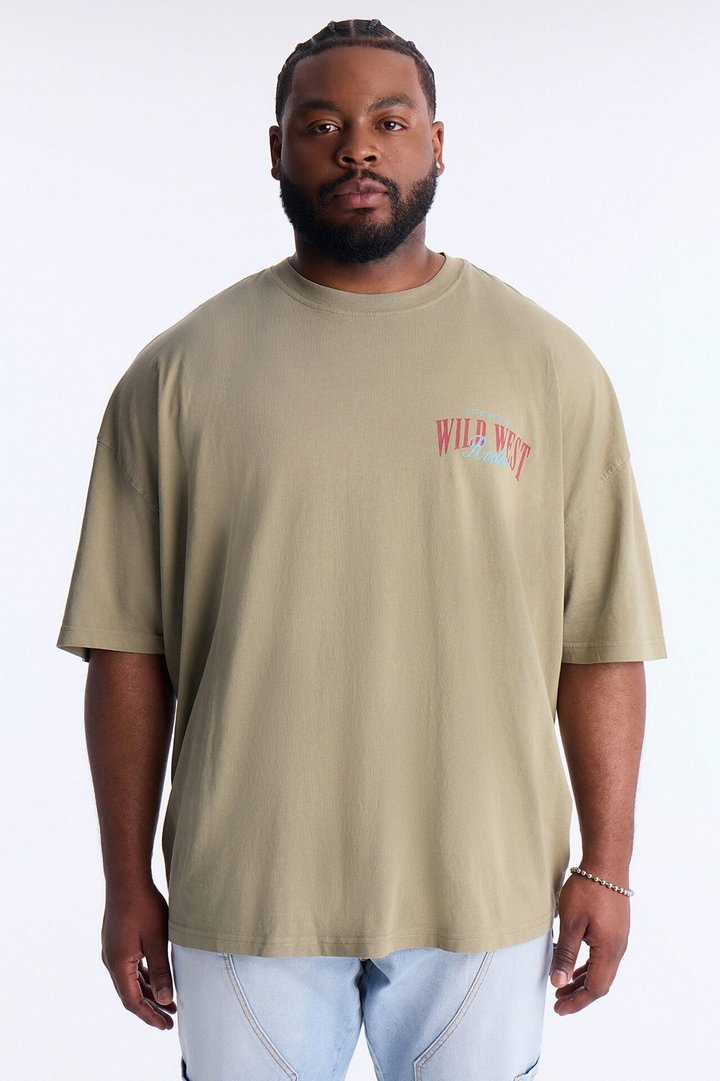 Wild West Rodeo Oversized Short Sleeve Tee - Olive
