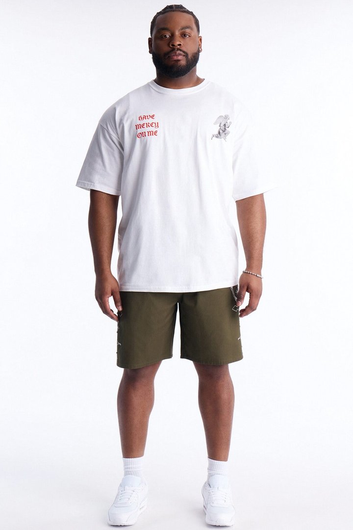 Relaxed Vatican City Stitched Embellished Short - Olive
