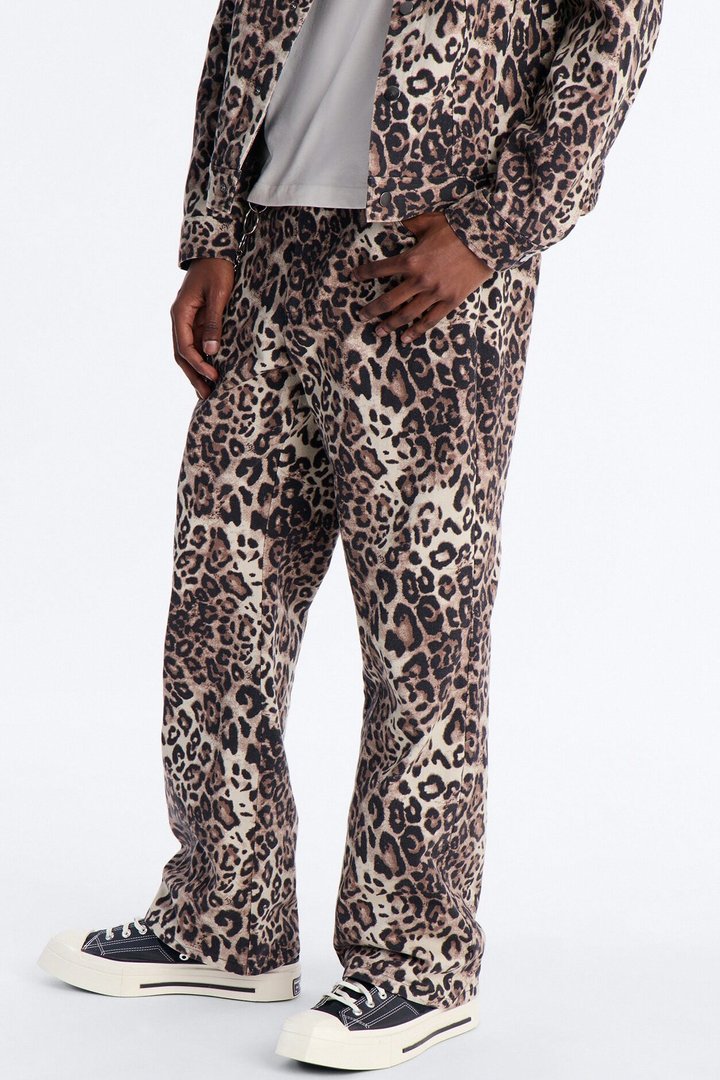 Straight Flare Marcy Wild Leopard Print Pant - Brown