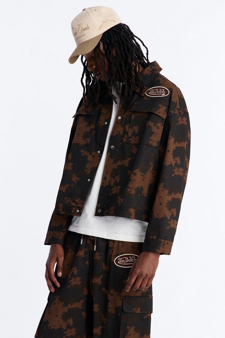 Von Dutch Rodeo Faux Pony Hair Work Jacket - Brown